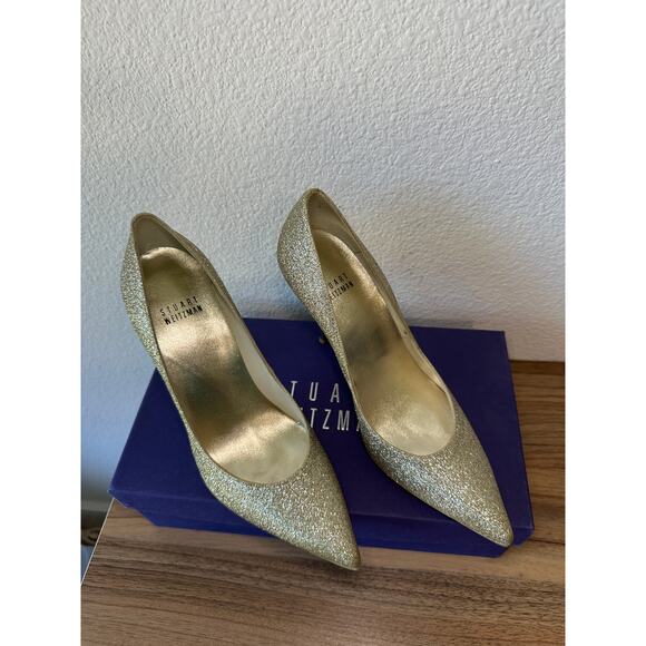 Stuart Weitzman Gold Glitter Stiletto Pumps – Size 7 - Picture 2 of 3